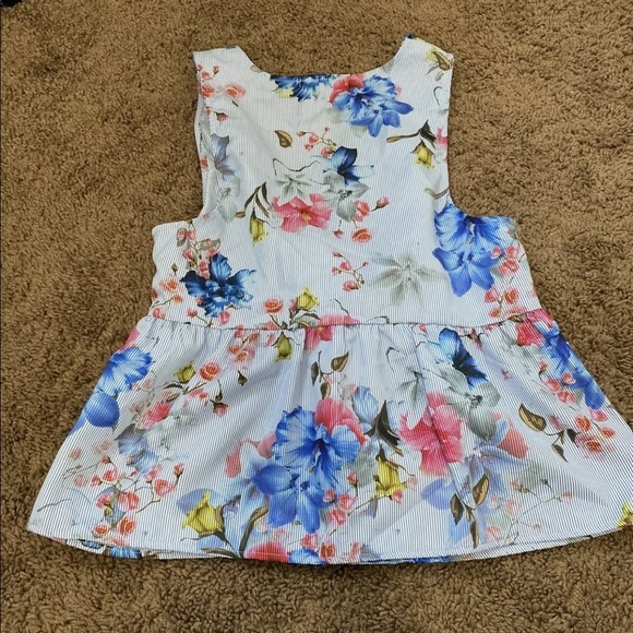 WILLOW & CLAY FLORAL CROP TOP BLOUSE PEPLUM BLUE - Picture 3 of 4